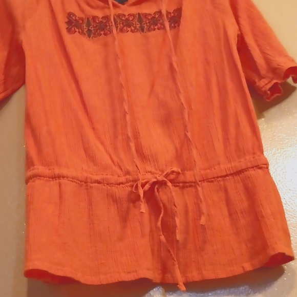 Antthony tops, orange pumpkin short sleeve embroidered trim top women's SZ XS - Picture 6 of 7